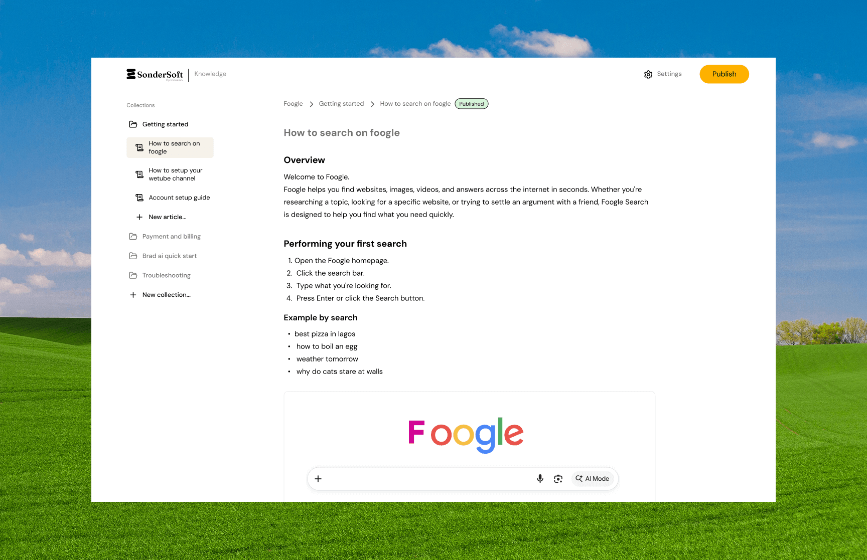 Knowledge base preview